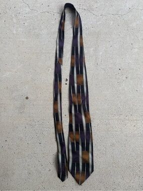 Manzoni Italy Silk Tie Hand Made Jacquard Abstract Mosaic Vintage Purple